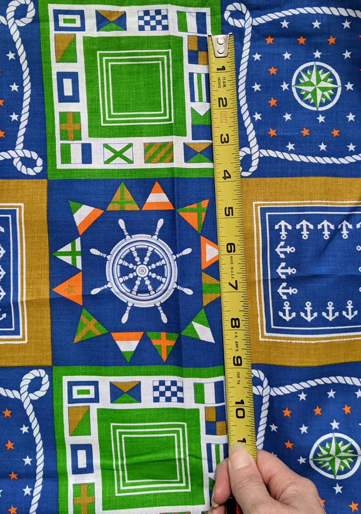 Vintage Nautical Novelty Print Cotton Woven Fabric Flags Anchors Quilting Sewing - Picture 5 of 7